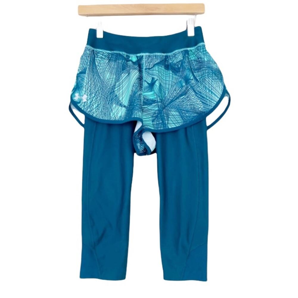Under Armour Teal Leggings Layered Shorts Sz M